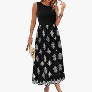 Elegant Black and White Sleeveless Dress